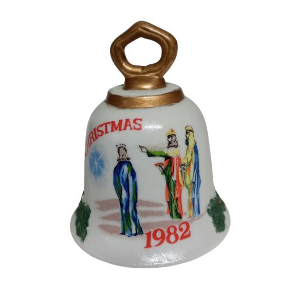 Vintage 1982 Christmas Bell Ornament 3 Wise Men Nativity Scene Holiday Decor - Picture 1 of 10